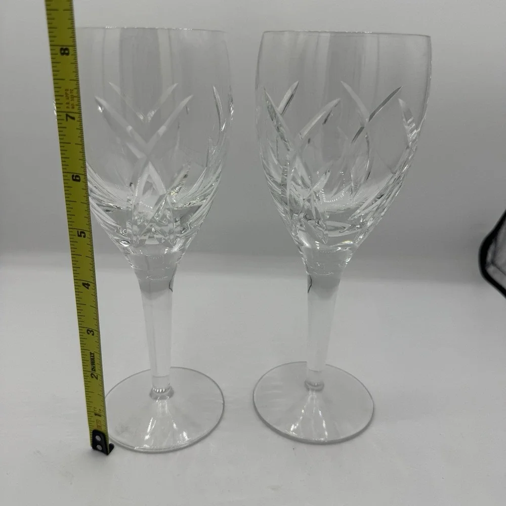 SET OF 2 WATERFORD JOHN ROCHA SIGNATURE 8.25 INCHES TALL WHITE WINE STEM GLASSES